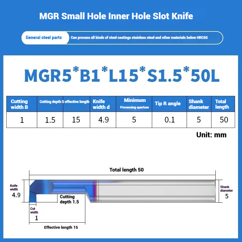 1134-MGR small bore groove cutter wear-resistant micro groove hook cutter CNC tungsten steel alloy small bore cutting groove turning tool Shandong Denso Pricision Tools Co.,Ltd.